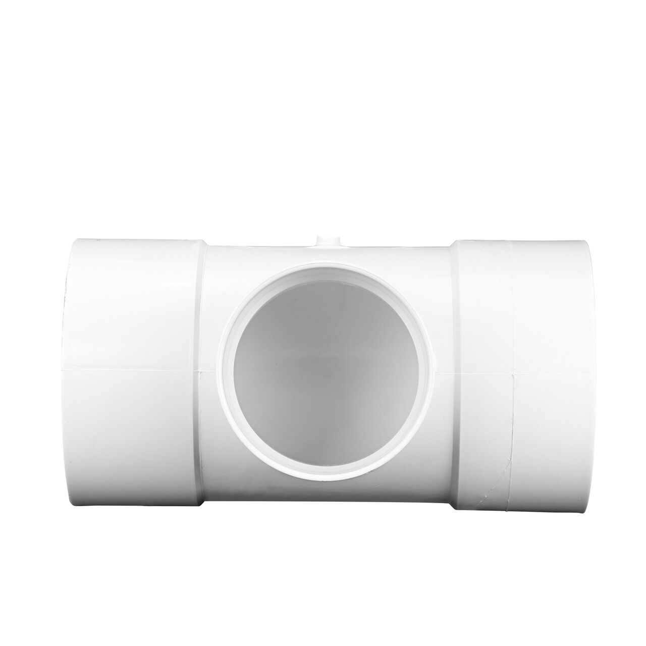 Alternate view of the middle tee of the PVC tee for Sewer and Drain pipes; 8 in. Hub X Hub X 6 in. Hub connection (NDS 86P01)