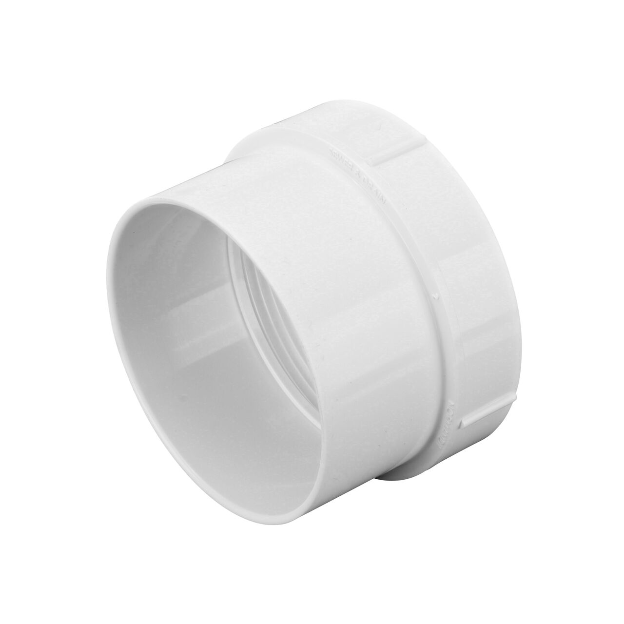 NDS PVC female cleanout adapter, connects 3 in. S&D pipe to 3 in. MPT; Hub X FPT connection (NDS 3P11)