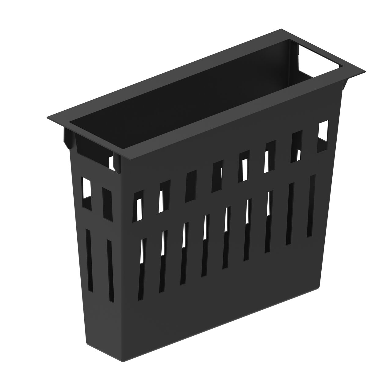The BG-FILCOTEN® by NDS® 200 Trench Drain Plastic Trash Bucket (NDS 22512) works inside the BG-FILCOTEN® 200 Trench Drain Inline Catch Basin to strain water and block debris such as leaves, trash, and other solid waste from clogging the drain system