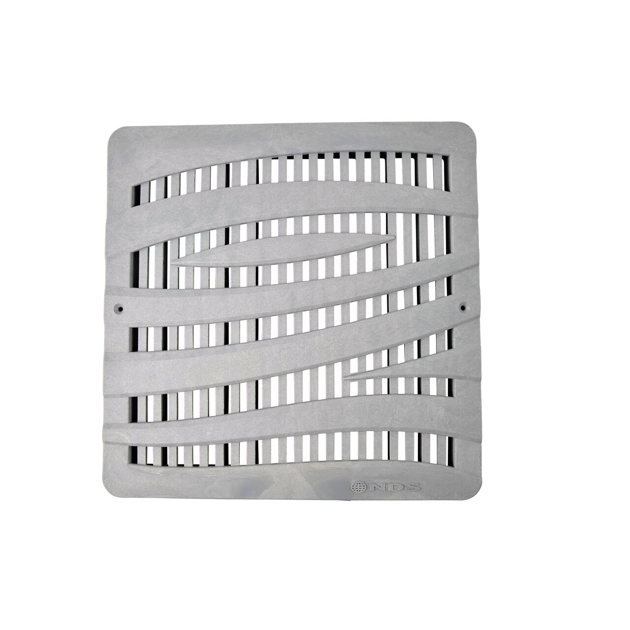 Alternate top down view of NDS 12 in. Square Catch Basin Drain Grate, Decorative Wave Design, Gray Plastic (NDS 1224GY)