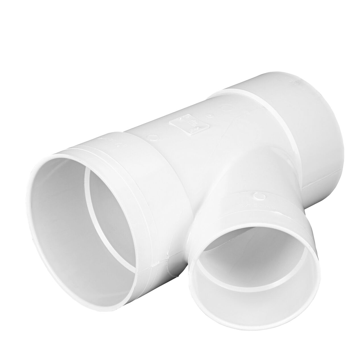 Alternate View of the NDS PVC 45 degree wye for 8 in. and 6 in. Sewer and Drain pipes, with 8 in. Hub X Hub X 6 in. Hub connection (NDS 86P08) which can be used in any direction