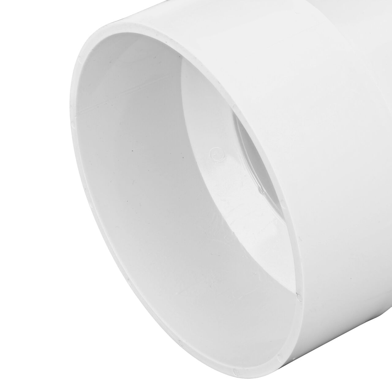 Closeup of the 4 in. side of the PVC Sewer and Drain Reducer Coupling (NDS 4P07*, NDS 4P07, NDS 407*)