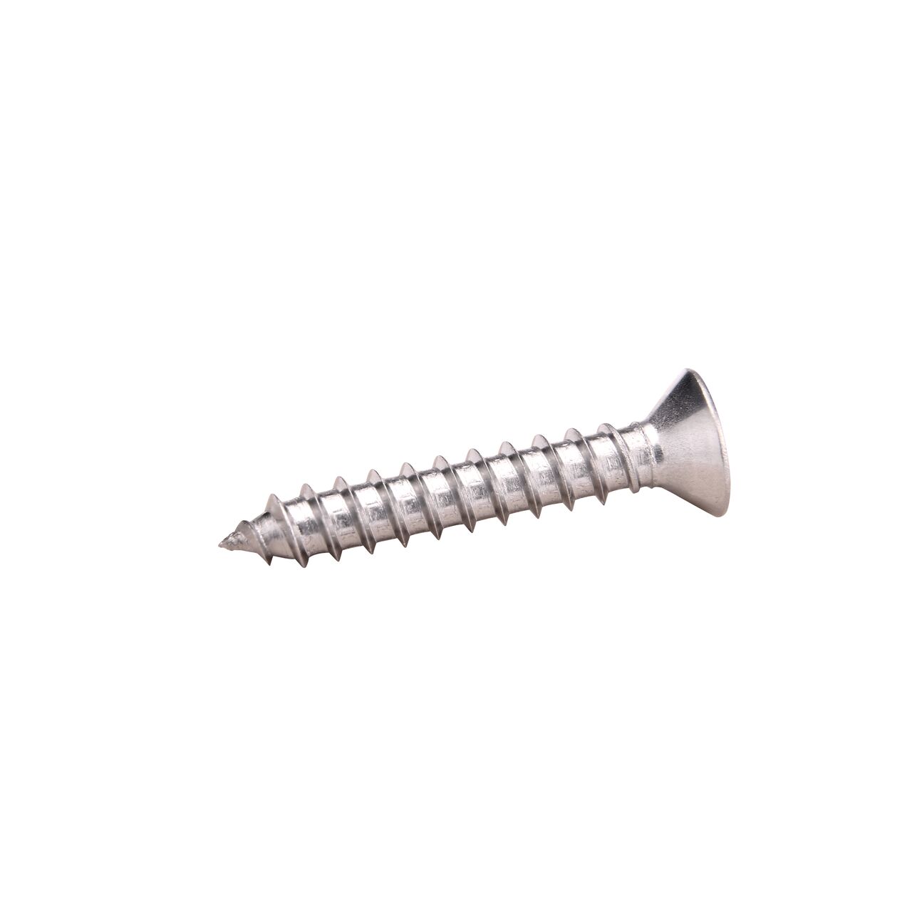 Closeup of the threads of stainless steel #8 X 1 in. Phillips Flat Head Screw (NDS 229)