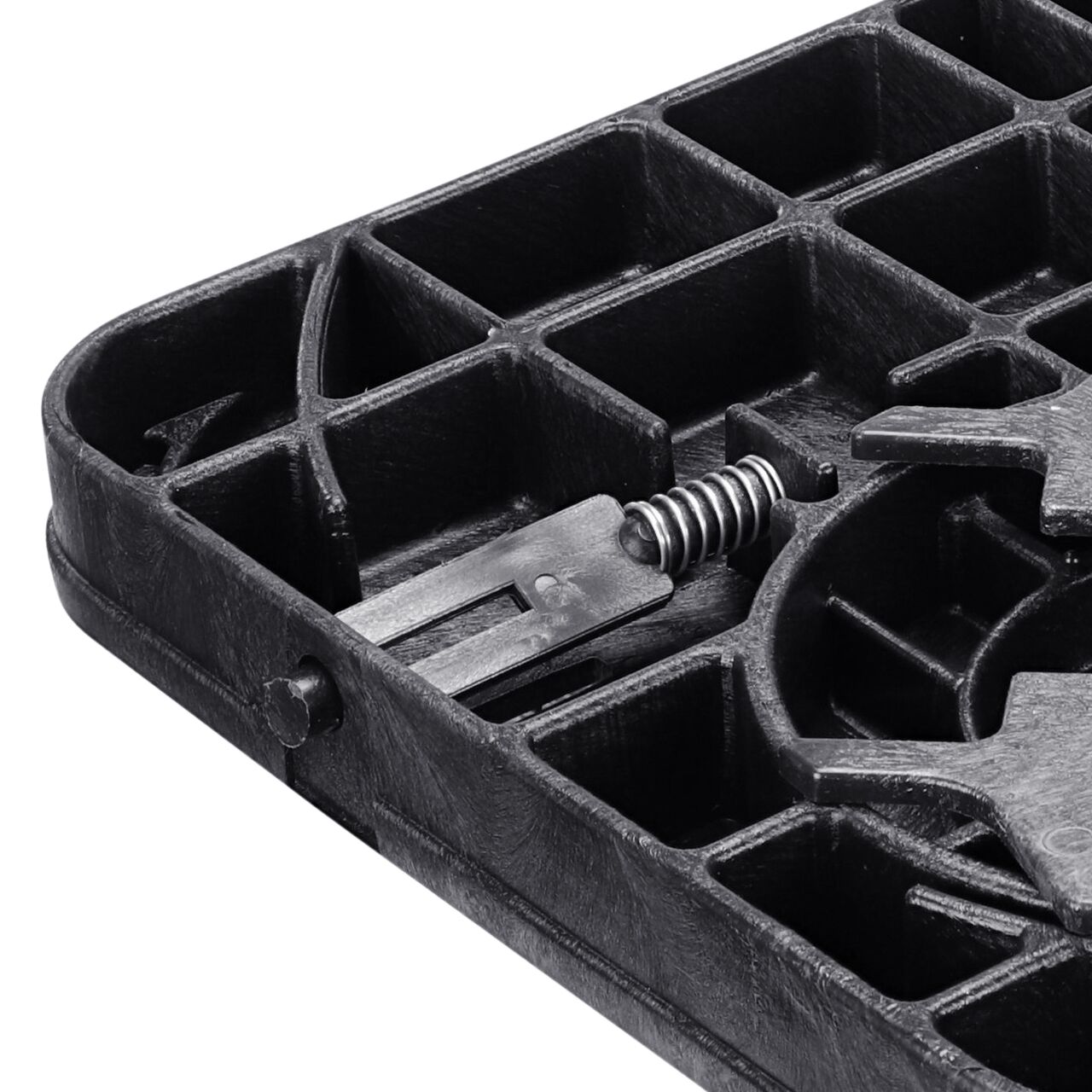 Closeup view of the top of the cover showing the locking mechanism on the NDS 13 in. X 20 in. Rectangular Locking Drop-In Double AMR Bottom Mount Meter Cover (NDS D15-BAMRL)