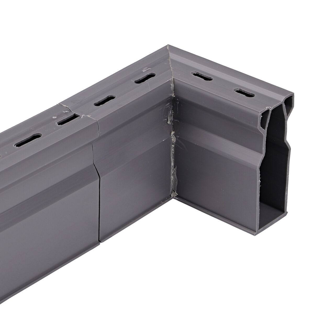 Installed Gray Micro Channel Drain 90 degree elbow and inegrated grate (NDS 8383) with coupler and matching channel drain