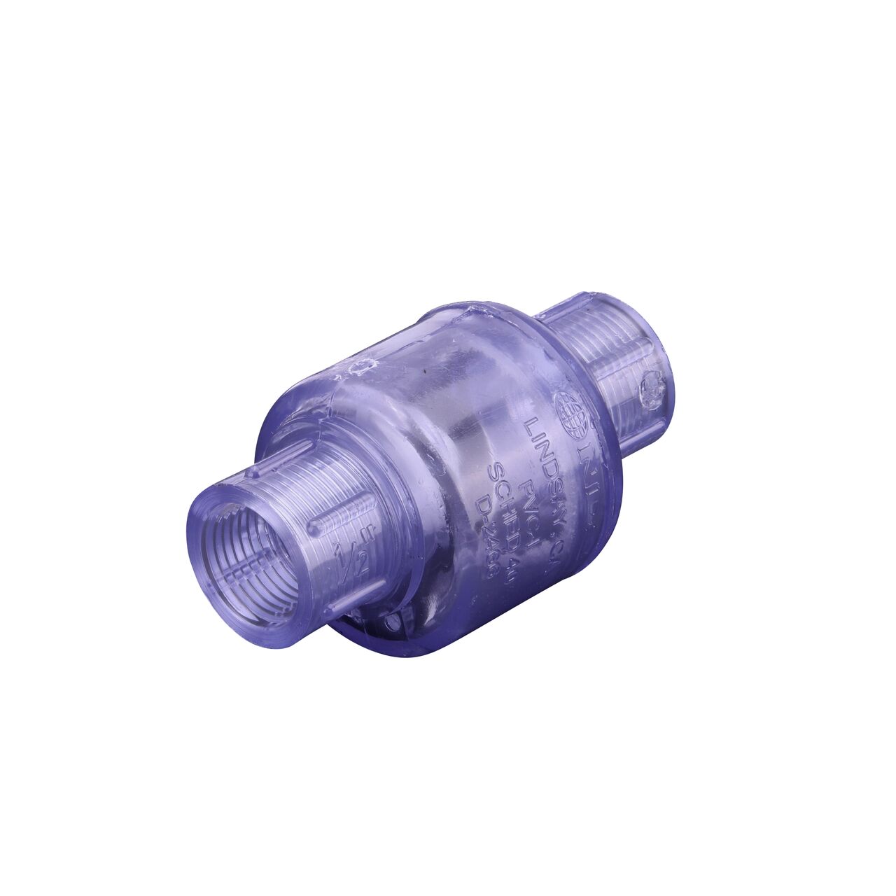 NDS Clear 1/2 in. female end by female end leak-resistant PVC Swing Check Valve (NDS 1520C05F) conveys water one-way through pipe and prevents backflow