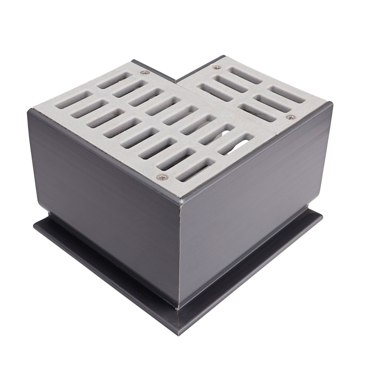 Alternate view of the NDS Gray Mini Channel™ Drain 90° Elbow and Grate (NDS 5380)