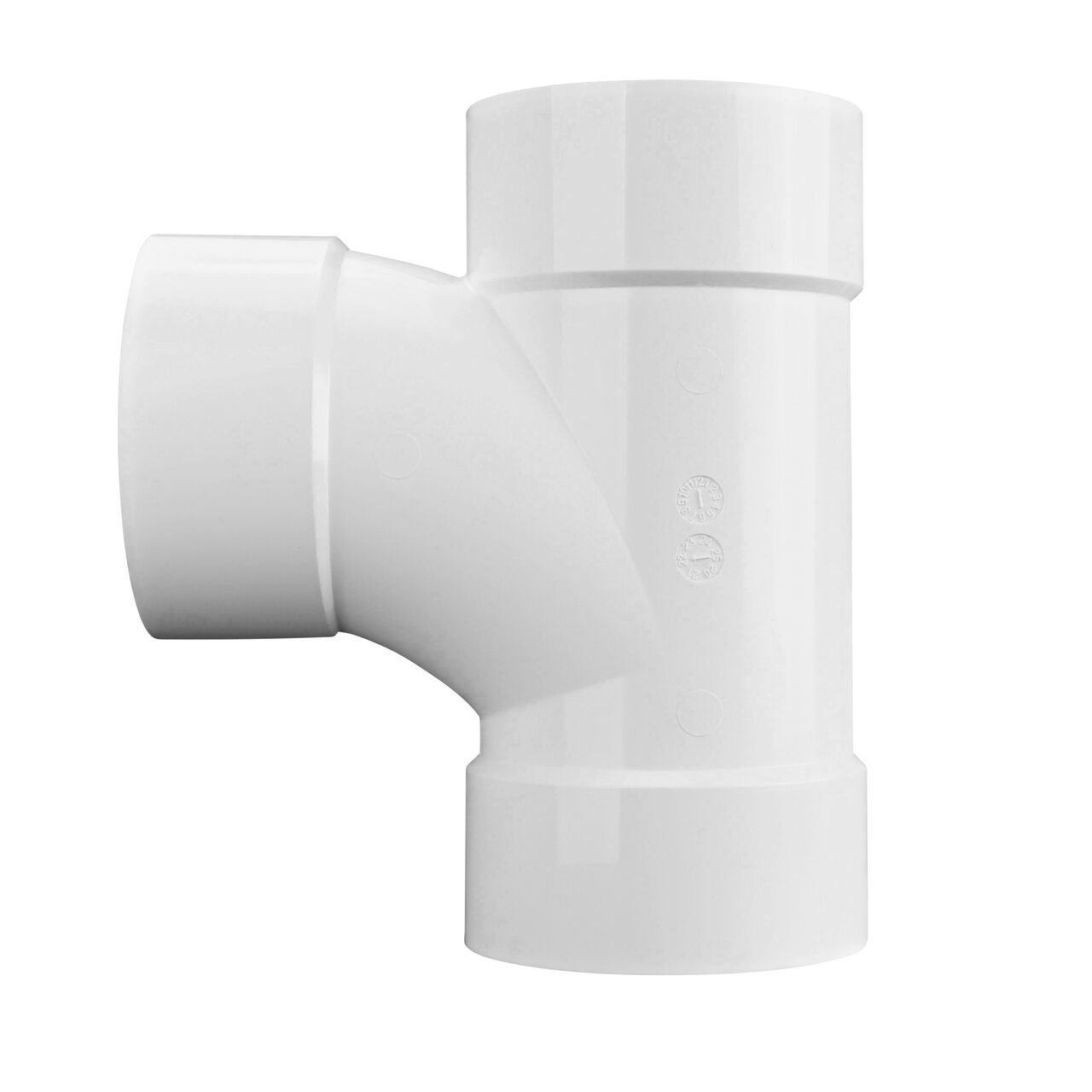 Side view of the NDS 3 inch PVC sanitary tee (NDS 3P09)