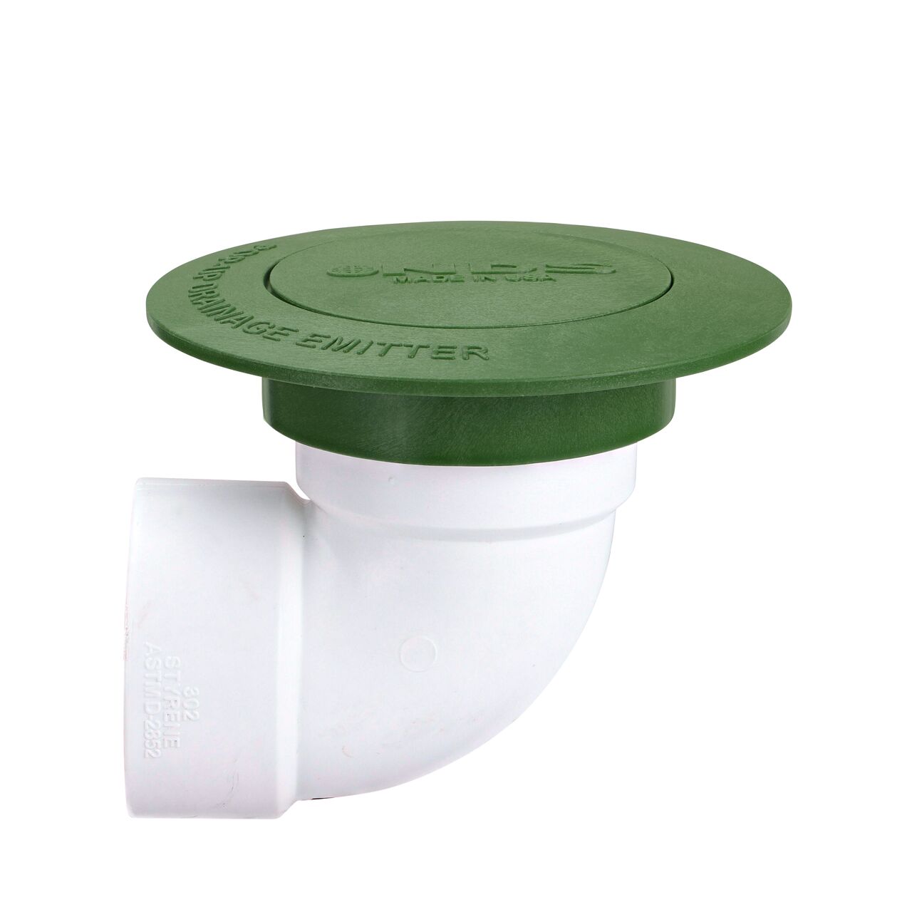 Install the green Pop-Up Drainage Emitter for 3 in. & 4 in. Drain Fittings (NDS 420C*, NDS 420) directly to a 3 in. sewer and drain fitting; fits outside the connection point