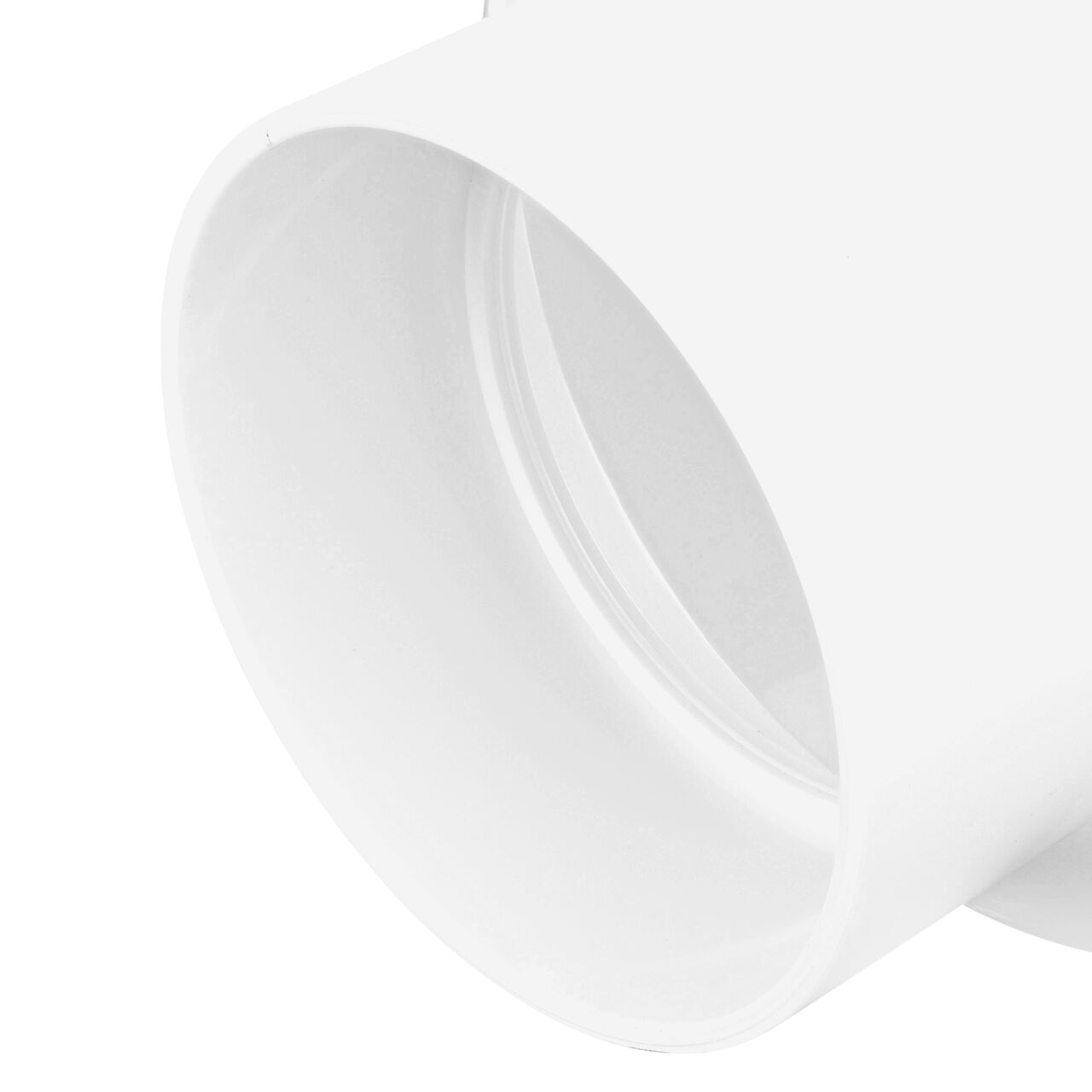 Closeup of the 4 in. side of the PVC Sewer and Drain Reducer Coupling (NDS 6P07)