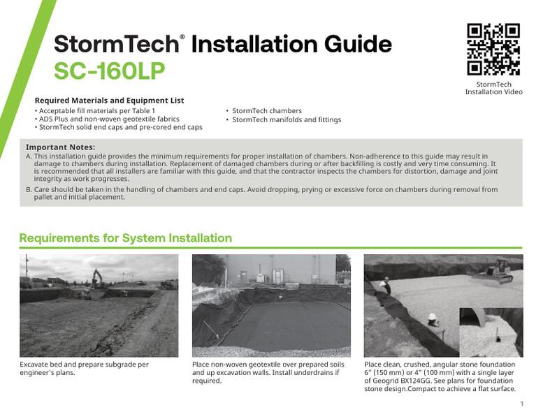 SC-160LP StormTech Chamber Installation Guide  