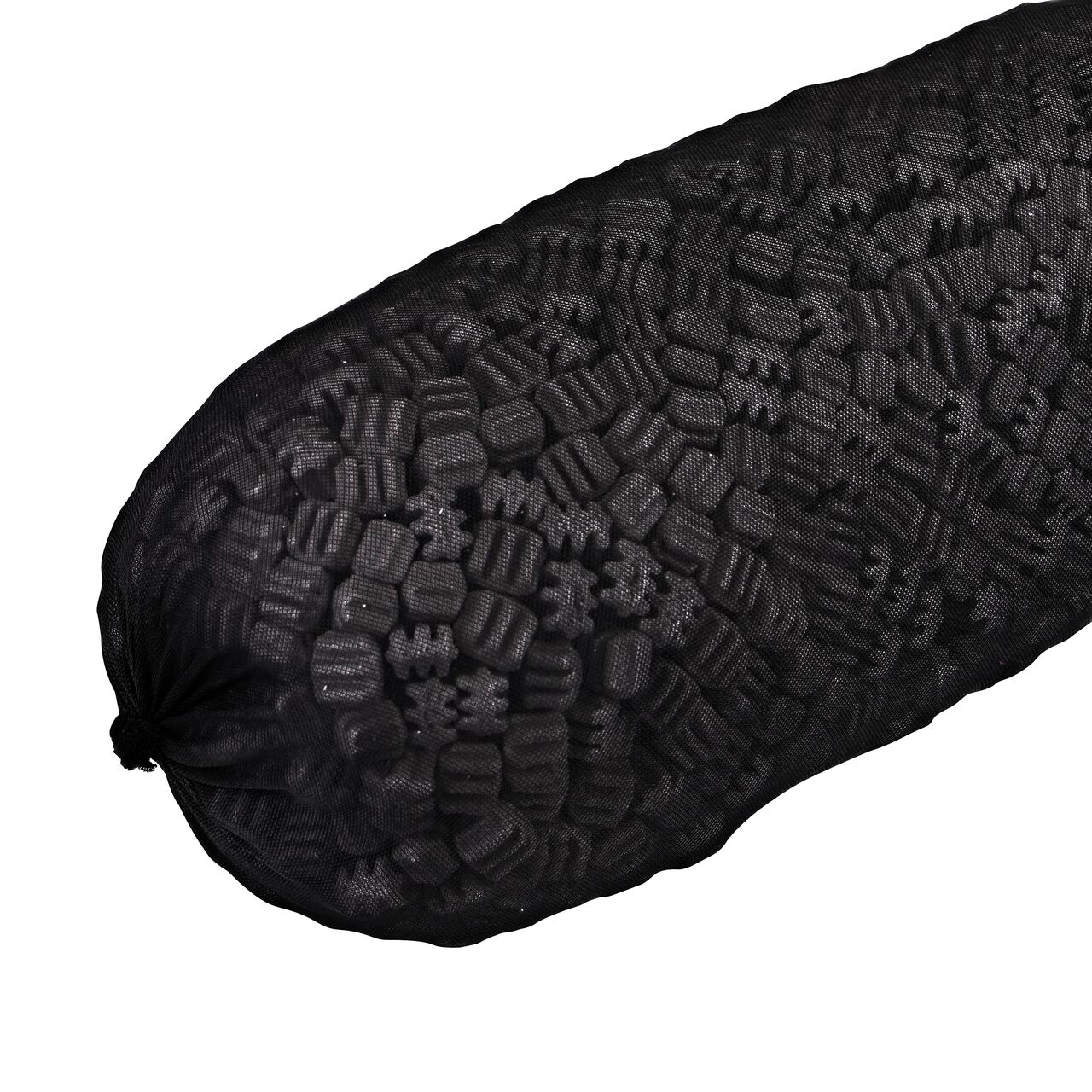 EZflow® Gravel-Free French Drain System with Engineered Aggregate, 10 in. dia. X 10 ft. long bundle; a portion of the end of the bundle is shown (NDS EZ-1001A)