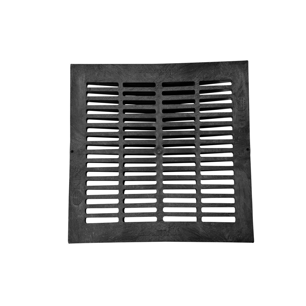 Alternate top down view of NDS 18 in. Square Catch Basin Drain Grate, Black Plastic (NDS 1811)