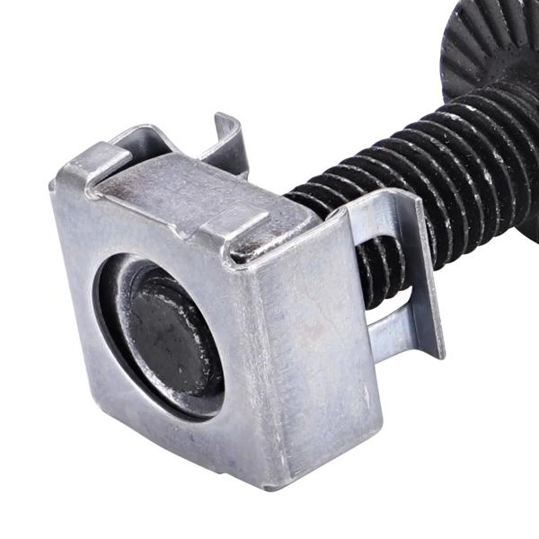 Closeup view of the grate and channel drain side of the Bolt and Nut (NDS 32110) for Locking BG-FILCOTEN® 300 12 in. Trench Drain Ductile Iron Grate to the BG-FILCOTEN® 300 12 in. Trench Drain Channel body