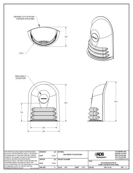 Nyloplast Envirohood for 48" Round Concrete Structures - Outlet Size up to 18" Detail
