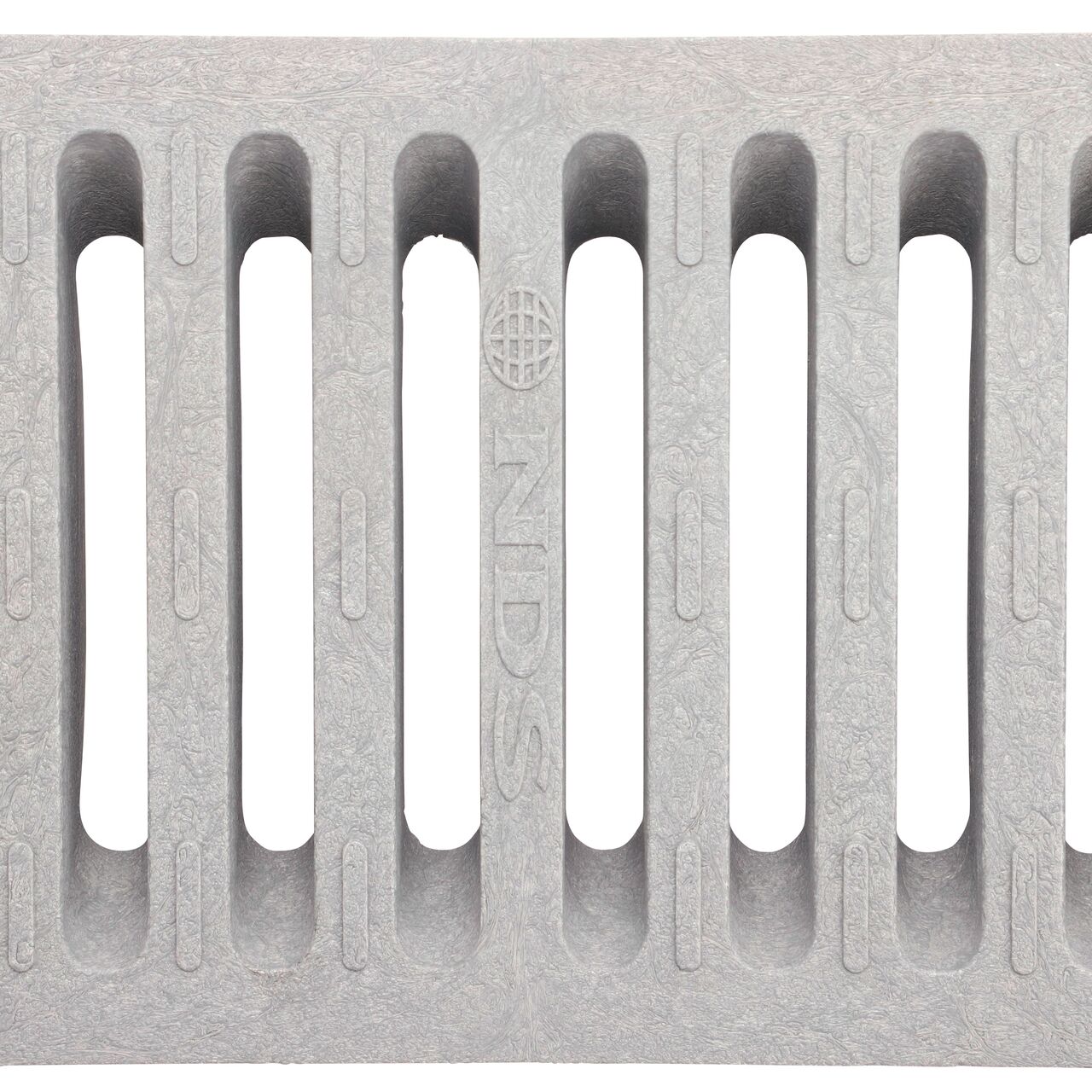 Top Down View of the dark gray Plastic Dura Slope™ Channel Drain Grate (NDS 661) perforated design
