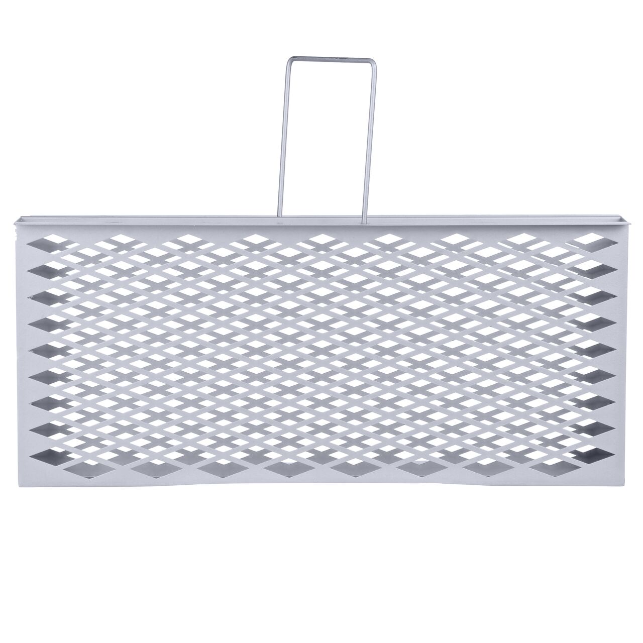 Side view of the diamond pattern side of the Dura Slope Trash Bucket (NDS DS-240) which drains water and prevents trash from getting into the drain