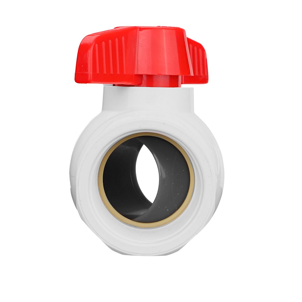 Rotate the handle to easily open or close the valve ball that controls water flow on the NDS 2 in. PVC IPS Ball Valve (NDS E1420-20)