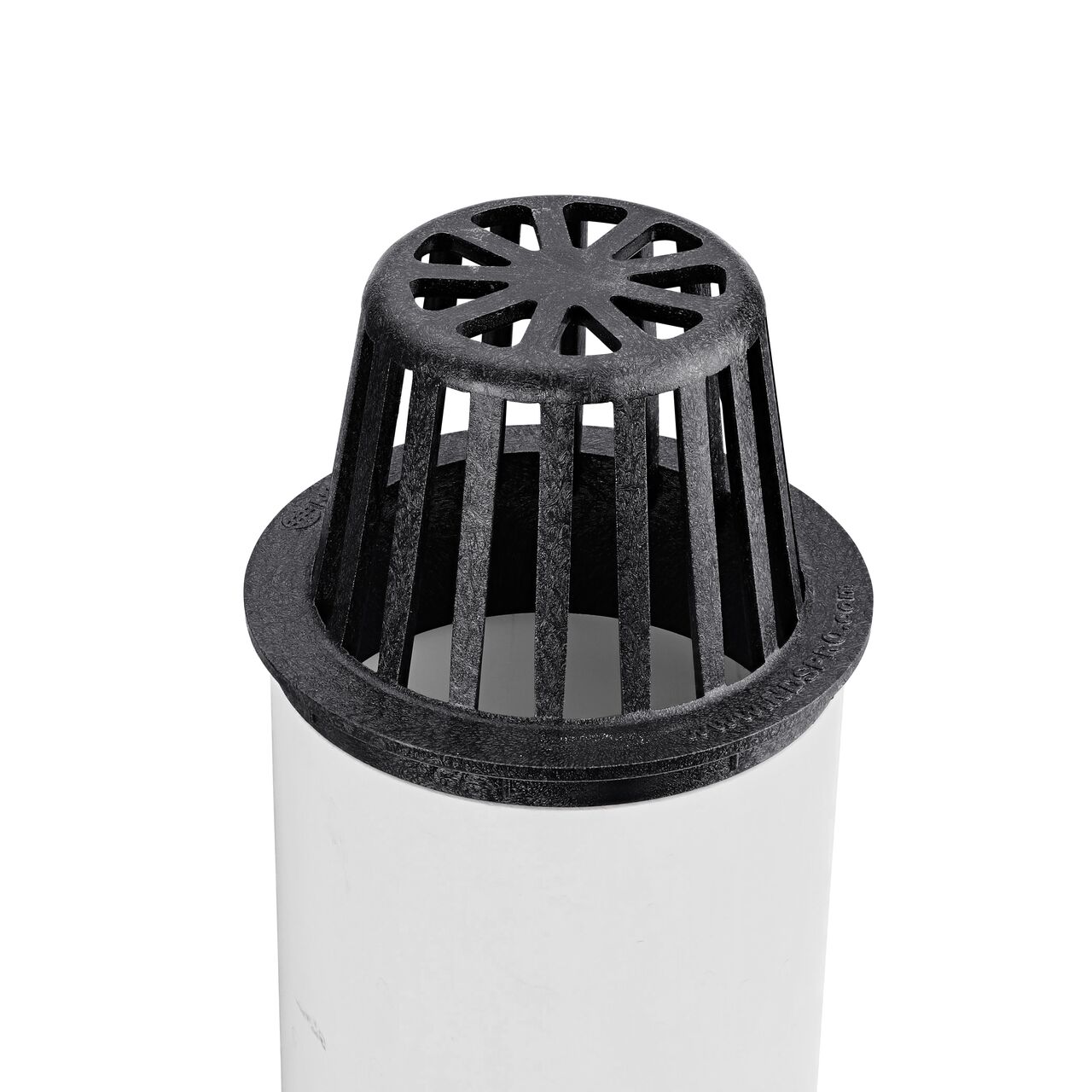 NDS Black Plastic 4 in. Atrum Grate (NDS 78)  installed on 4 in. S&D pipe