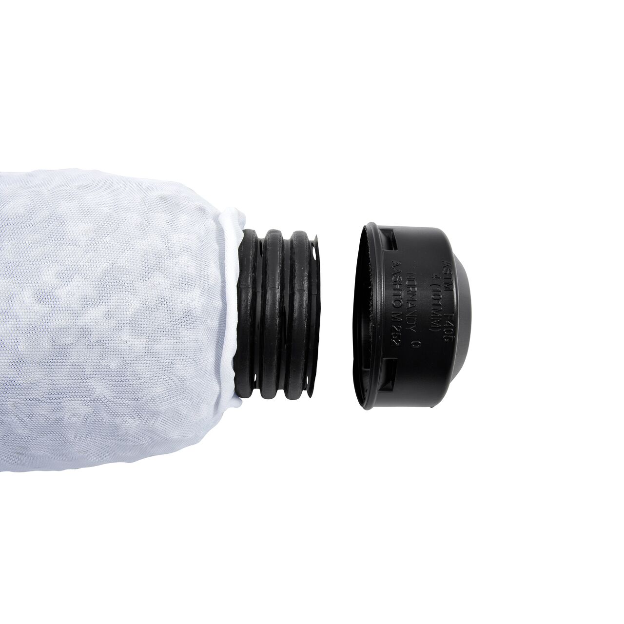 Cap off the end of the EZ Drain™ Gravel-Free French Drain System with a 3 in. corrugated end cap  (NDS EZ-0702F, NDS 3C06)