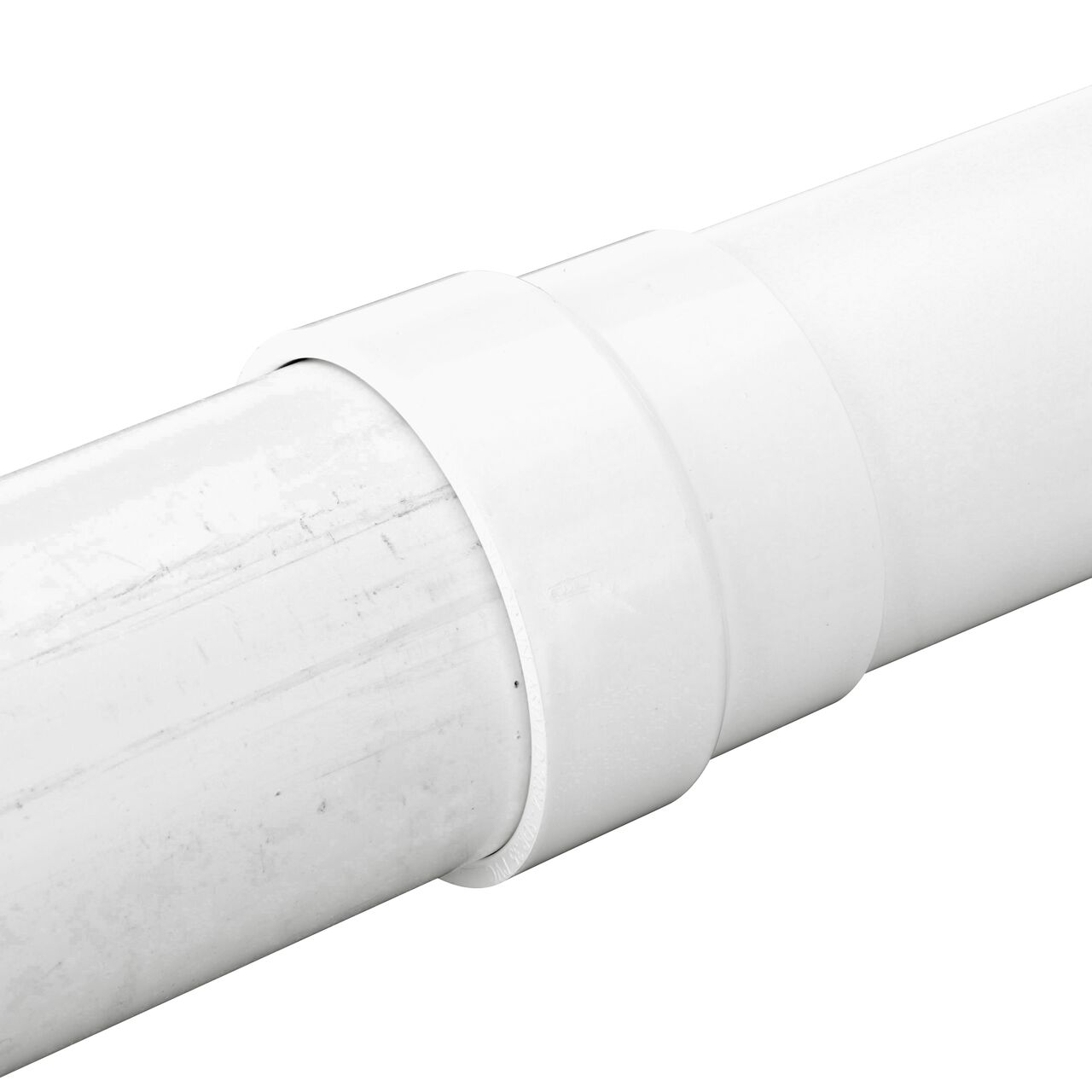 End to end horizontal side view of the NDS PVC 4 in. DWV X 4 in. S&D Adapter (NDS 3P16*, NDS 3P16, NDS L3P16)