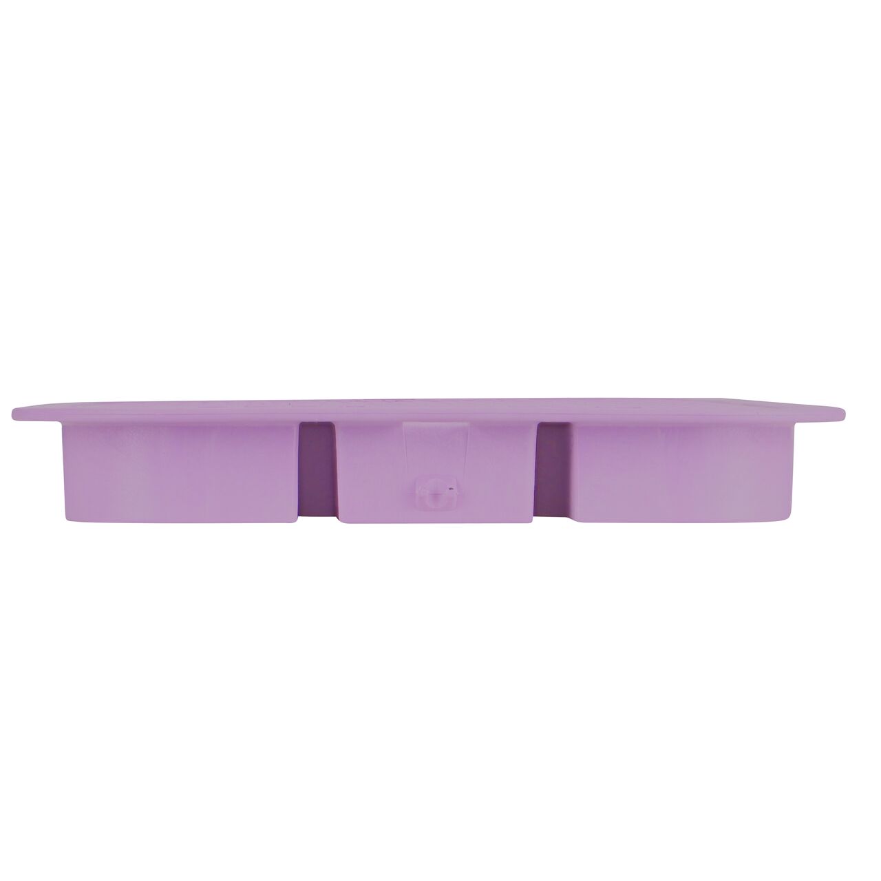 The NDS 13 X 20 in. Rectangular Standard Series purple reclaimed water Valve Box Cover (NDS 117CR) is an overlapping lid shown here from the side, that prevents dirt and debris from entering the valve box