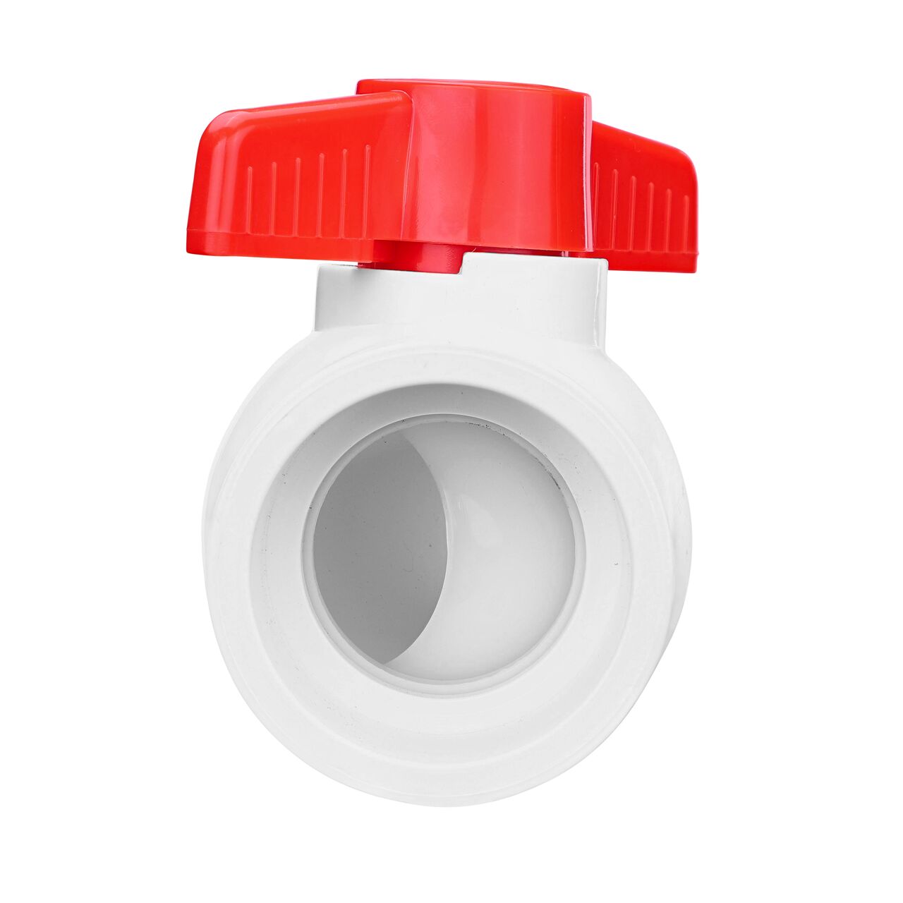 Rotate the handle to easily open or close the valve ball that controls water flow on the NDS 2 in. PVC CTS Ball Valve (NDS E1310-20)
