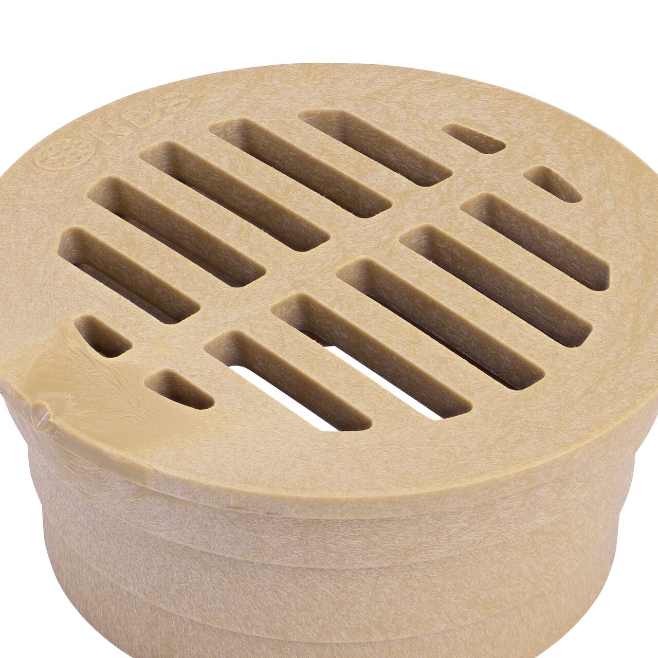 Closeup of the grate design of the NDS 3 in. Round Grate (NDS 16S)