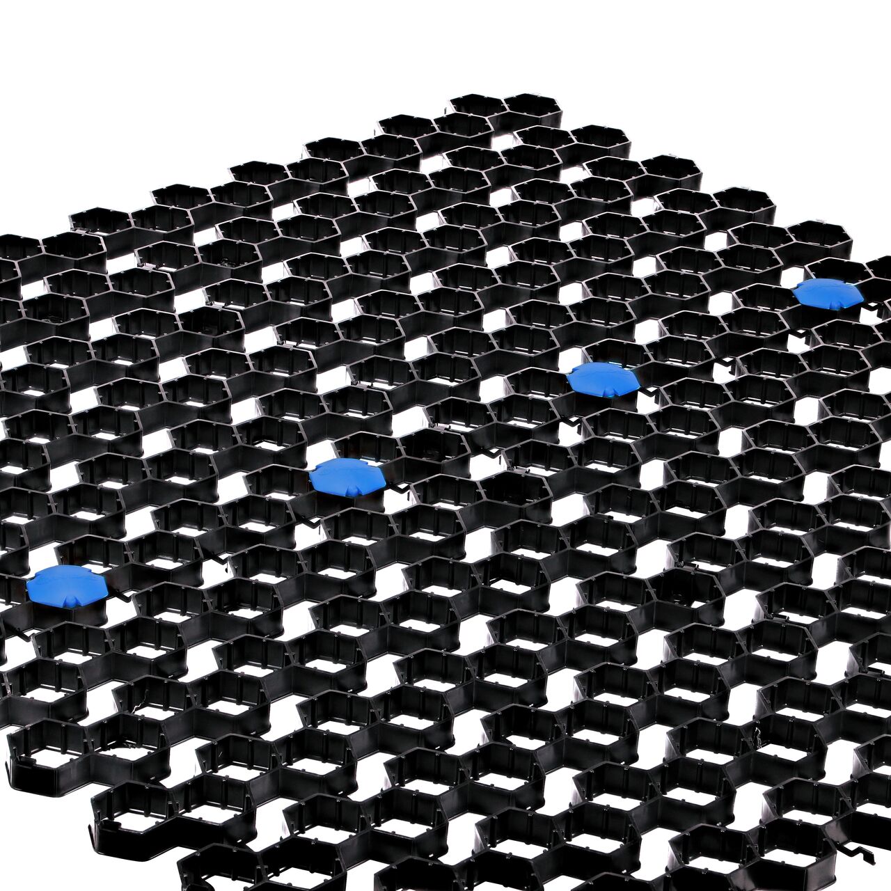 Use multiple Blue NDS EZ Marker™ Parking Delineators (NDS EZMARKER-B) in the NDS EZ Roll® Grass Pavers to guide motorists