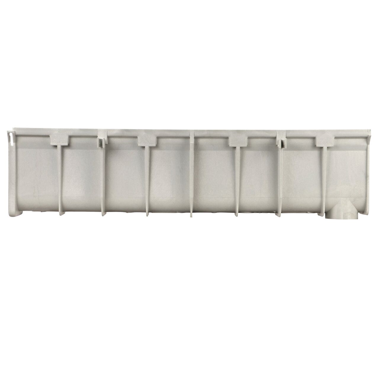 Side view of the NDS Neutral 10.38 in. Deep Dura Slope™ Channel Drain, end to end (NDS DS-109N)
