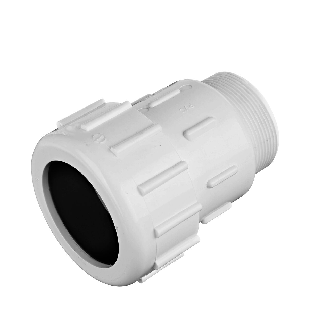 PVC Compression Adapter, 2 in. IPS UC X 2 in. IPS MPT provides a leak-resistant connection between pipes and has one compression end that connects onto 2 in. IPS pipe end and one MPT end that threads into FPT pipe end (NDS CPA-2000)