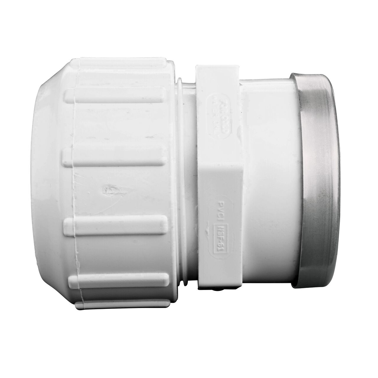 Side View of the NDS 2 in. SDR-9 CTS X FPT Flo-Lock™ Gripper Adapter (NDS 731-20) which transports water through pipes