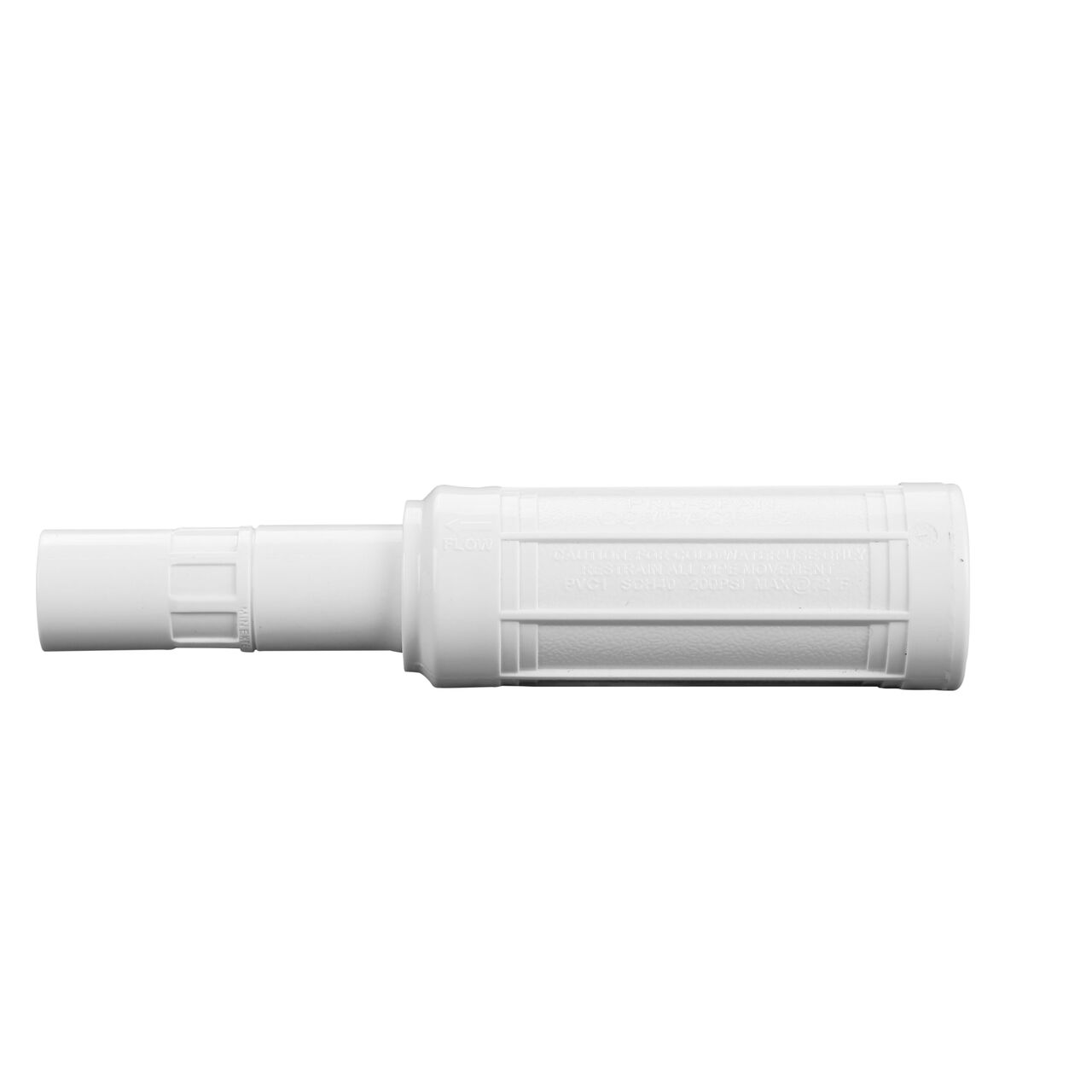 The compact Pro-Span 1/2 in. Expansion Repair Coupling (NDS 118-05C) telescoping fitting extends to bridge the gap between the two ends of pipe
