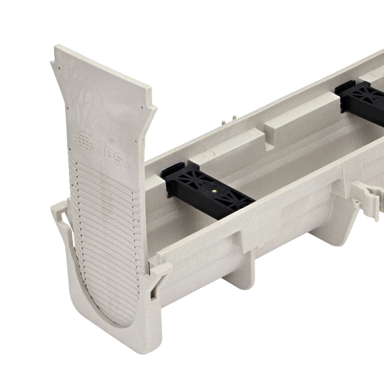 The NDS Dura Slope End Cap (NDS DS-224) can fit all the different Dura Slope Channel Drains