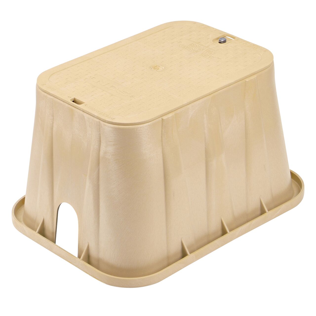 The NDS 14 in. X 19 in. Rectangular Pro-Spec® Series Valve Box and Cover with Bolt is a 12 in. high Sand Box and Sand Cover with irrigation control valve markings on the lid (NDS 314BCBSAND) and protects underground irrigation and sprinkler system components and keeps them out of sight