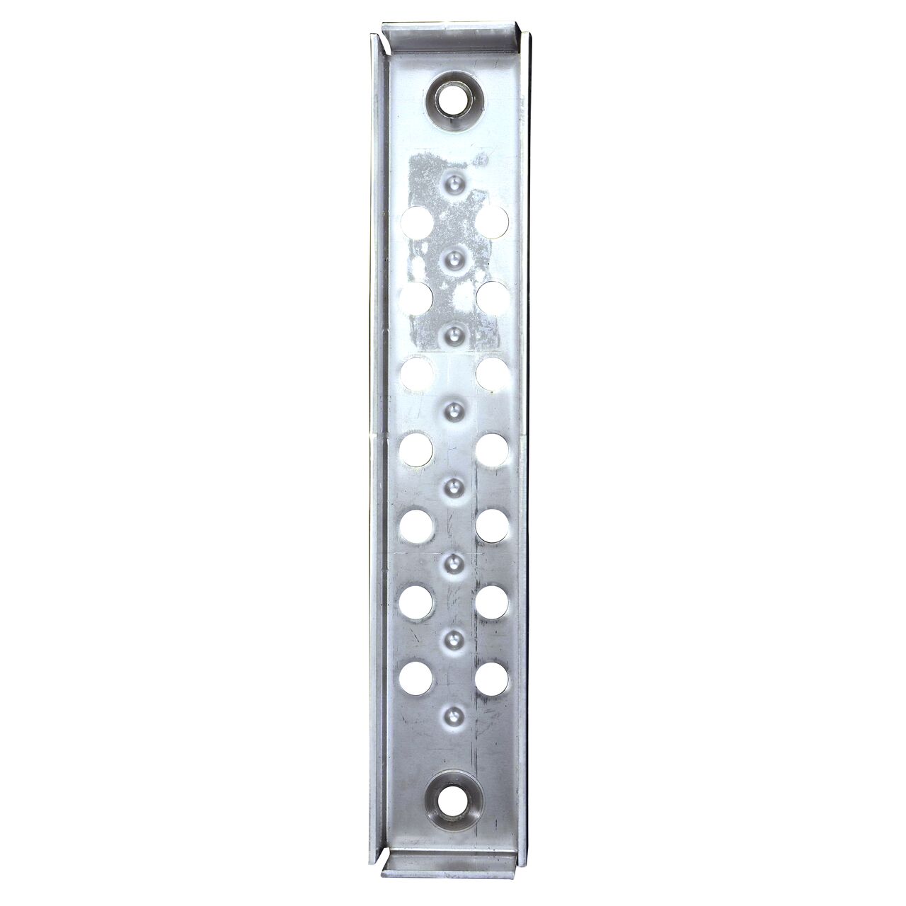 The underside of the Stainless Steel Perforated Design Dura Slope™ Channel Drain EZ-Track™ Radius Coupling Grate (NDS DS-226MG)