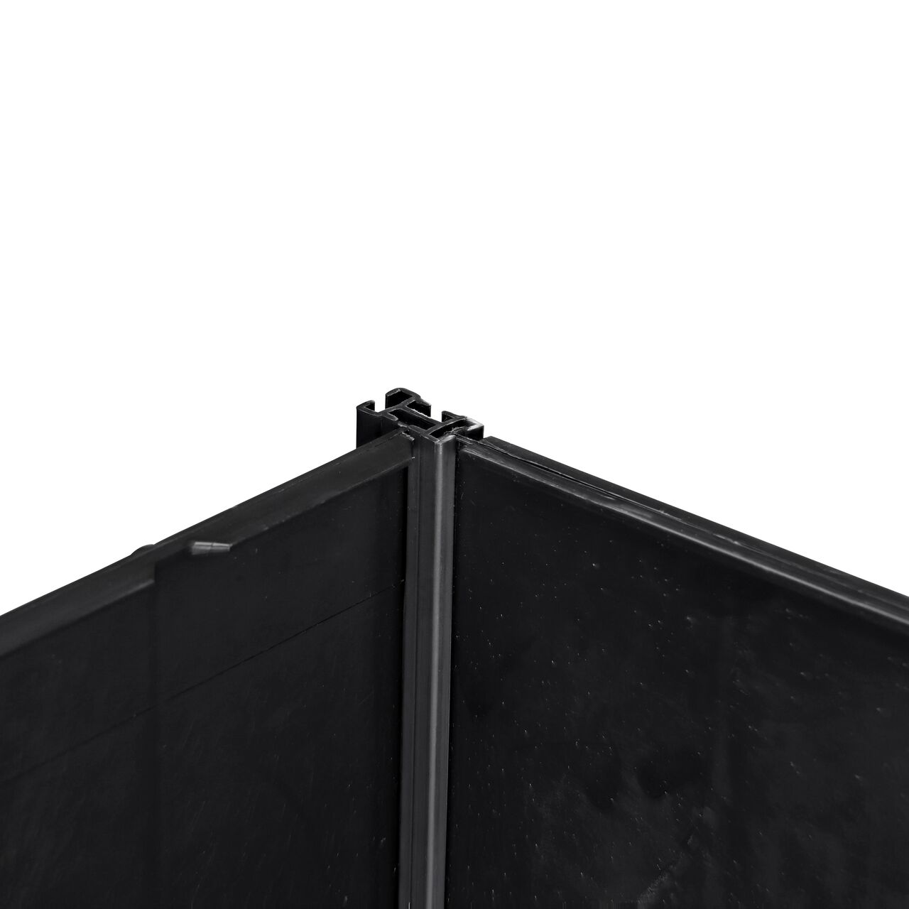 Connect two NDS Root Barrier Panels together in a 90 degree formation using the provided joiner strips (NDS EP-1250, NDS EP-1850, NDS EP-2450, NDS EP-3650)