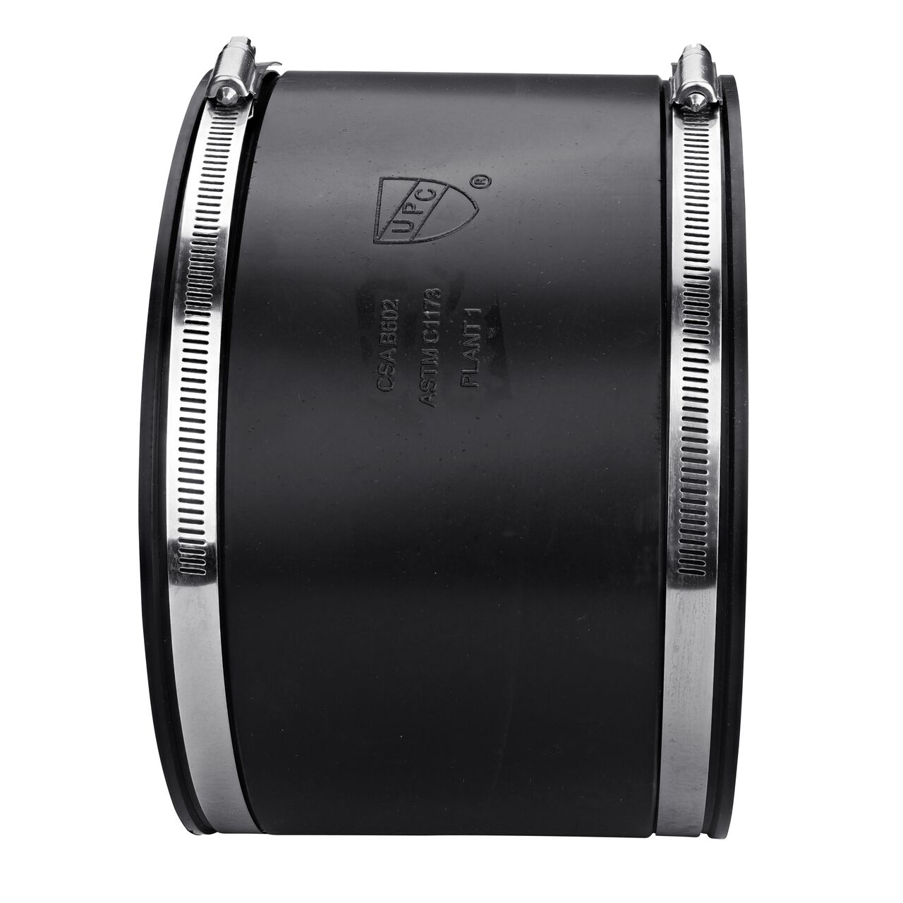 The NDS 8 in. flex coupling for cast iron/sewer and drain or DWV/copper/steel/lead pipes, in horizontal position, is made with material that flexes with normal earth movement (NDS 56-88)