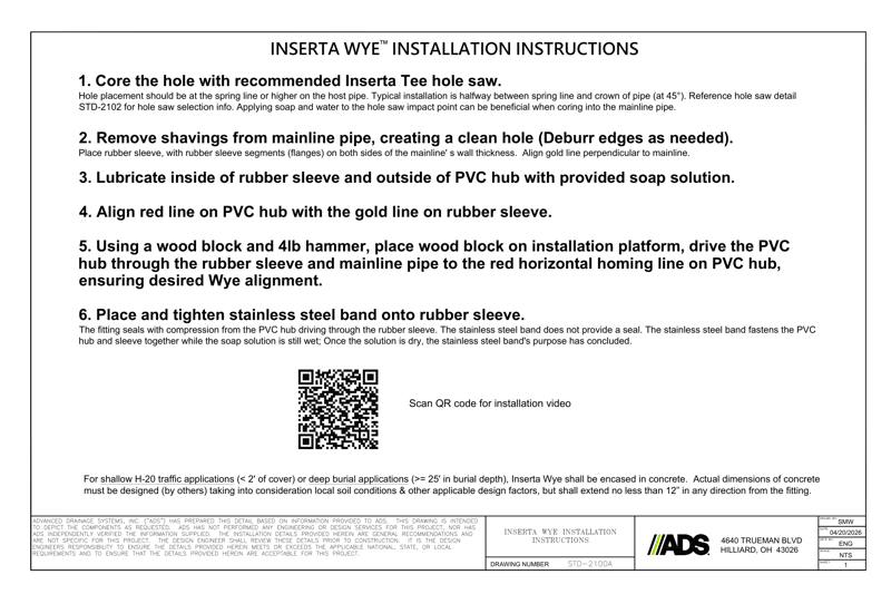 Inserta Wye Installation Instructions Detail