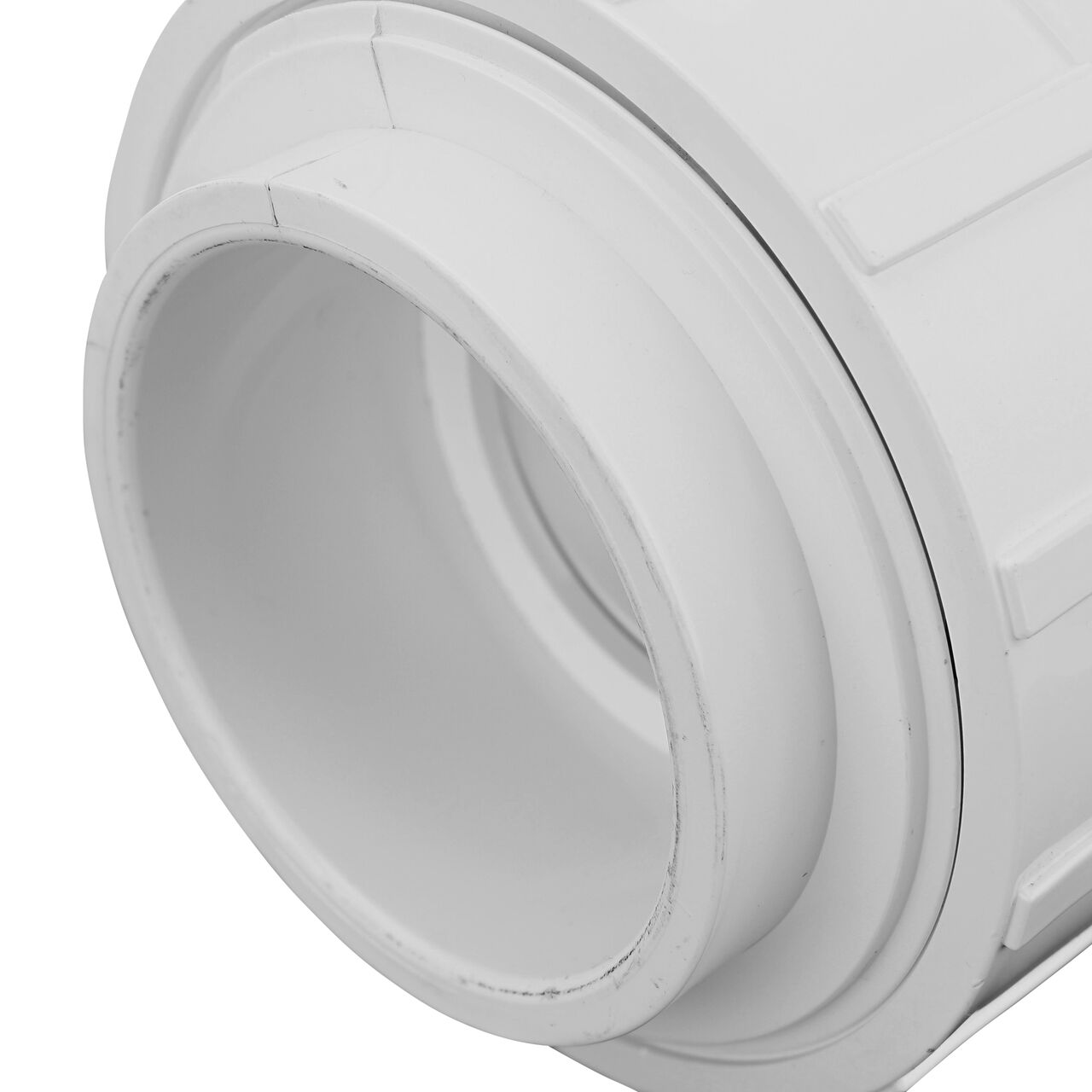 Closeup view of one slip end on the PVC Union, 3 in. Sch. 40 S X S (NDS WU-3000-S)