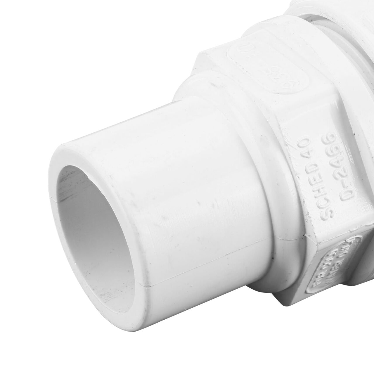 Closeup of the spigot end on the NDS 1 in. CTS FPT X 1 in. IPS Spigot Flo-Lock™ Gripper Adapter (NDS 935-10)