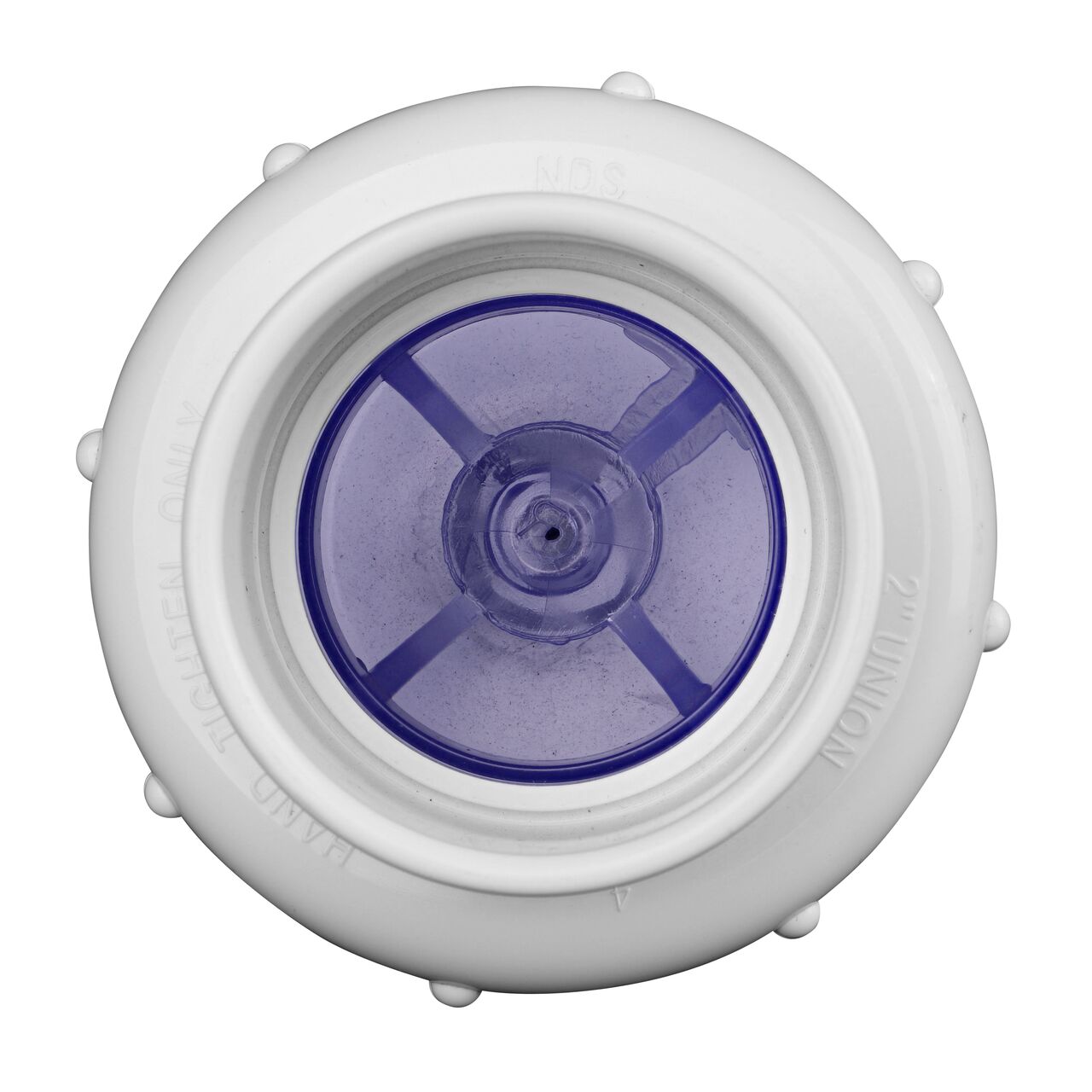 Inside view from outlet end on the NDS Clear 2 in. slip end by slip end with 1/2 lb. spring PVC True Union Spring Check Valve (NDS 1700C20)