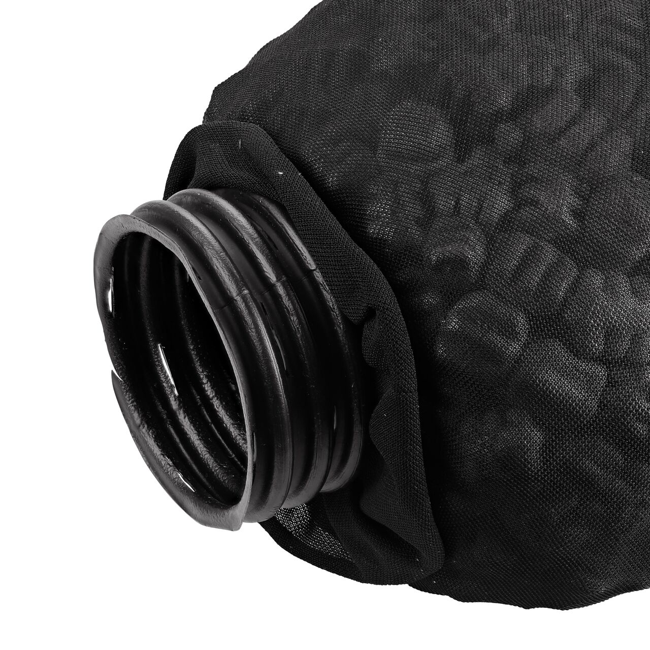 Closeup of corrogated pipe opening of the NDS EZflow® Gravel-Free French Drain System with 4 in. Slotted Pipe & Engineered Aggregate (NDS EZ-1001F)