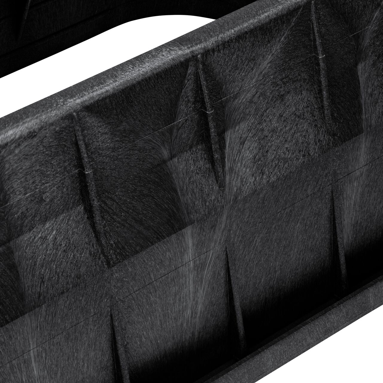 Closeup view of the outside reinforced edges on the NDS 13 in. x 24 in. Rectangular Pro-Spec® Series Box (NDS 325B)