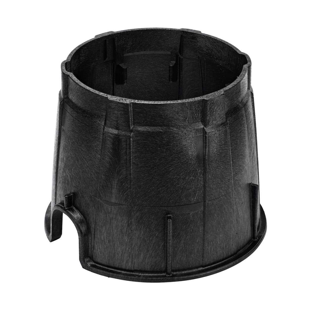 Rotated view of the NDS Black plastic 10 in. Round Pro-Spec® Series Valve Box (NDS 311B)