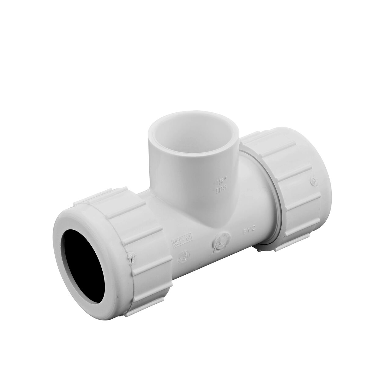 The NDS 1-1/4 in. IPS UC X S Compression Tee connect three sections of pipe to create a lateral branch in your flow system (NDS CPT-1250-S)