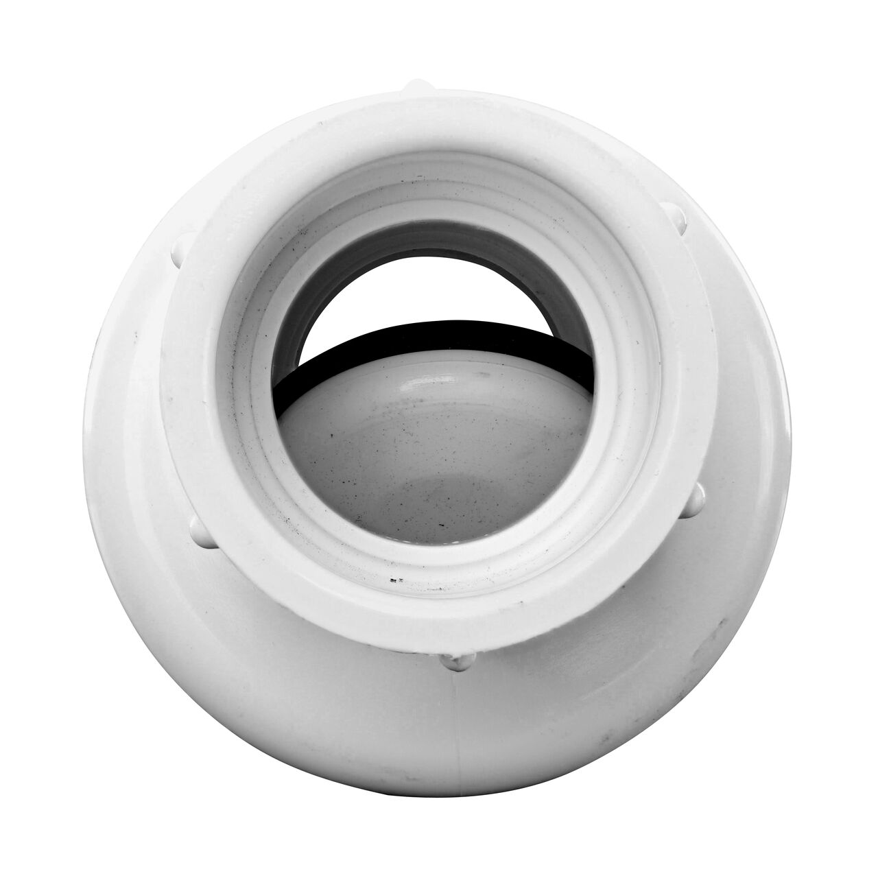 Water is conveyed through the valve as it pushes the flapper open on the NDS White 1 in. slip end by slip end PVC Swing Check Valve (NDS 1520-10)