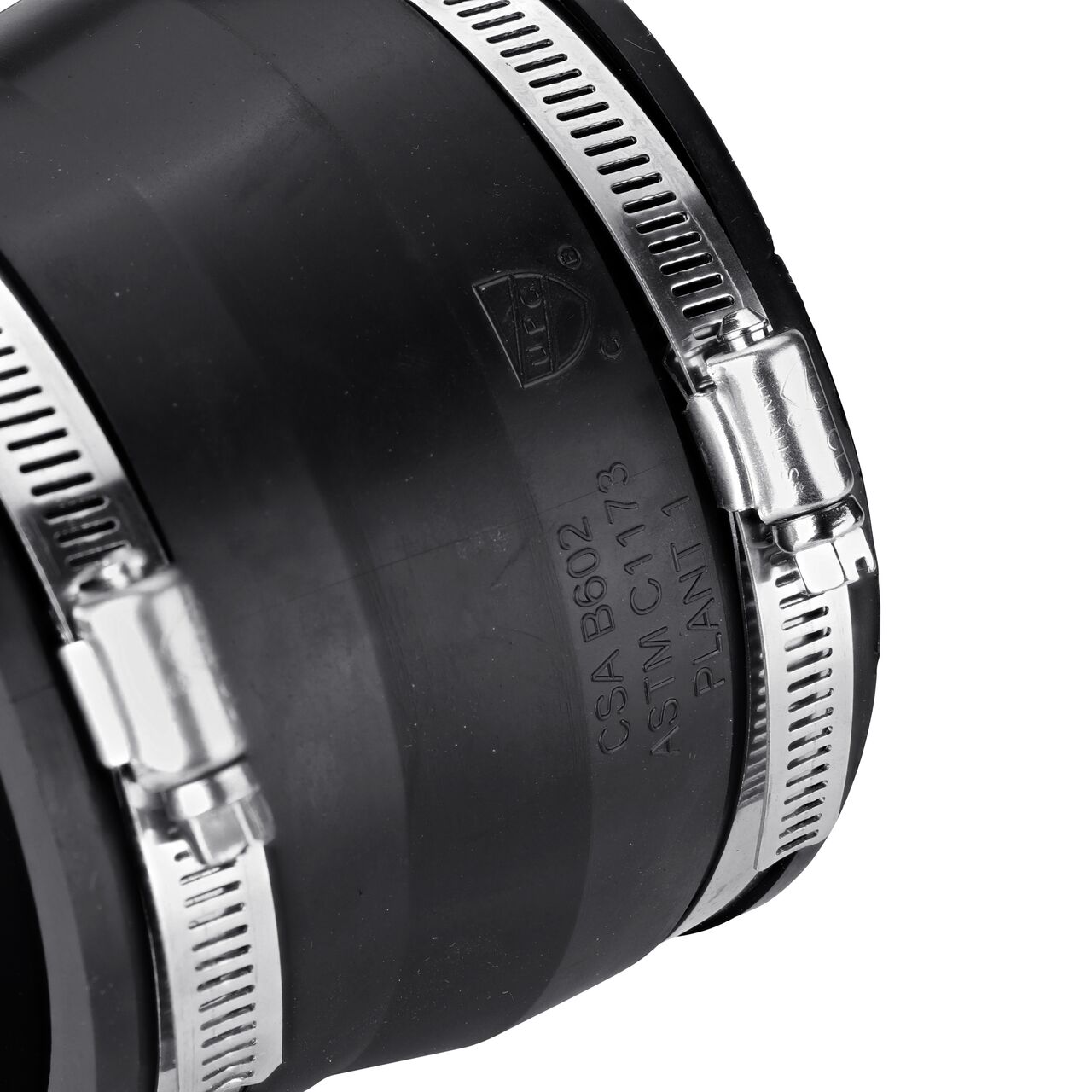 The clamps on the NDS 4 in. flex coupling for asbestos cement fibre/ductile pipe to cast iron or plastic pipe can be tightened with screwdriver, 5/14 in. nut driver or socket to 60 inch-lbs. torque (NDS 51-44)