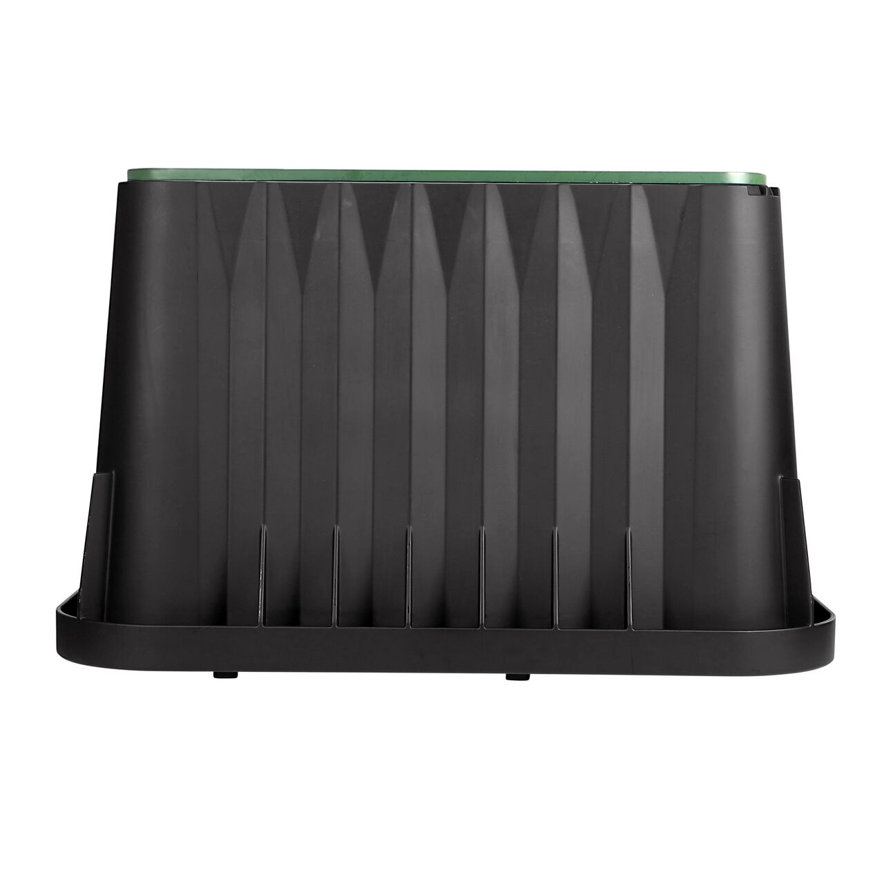 Side view of the longer length side of the NDS 17 in. X 30 in. X 24 in. Rectangular Pro-Spec® Series Telecom Box & Telecom Cover (NDS 327BCBT) which is engineered for superior strength with structural reinforcing ribs