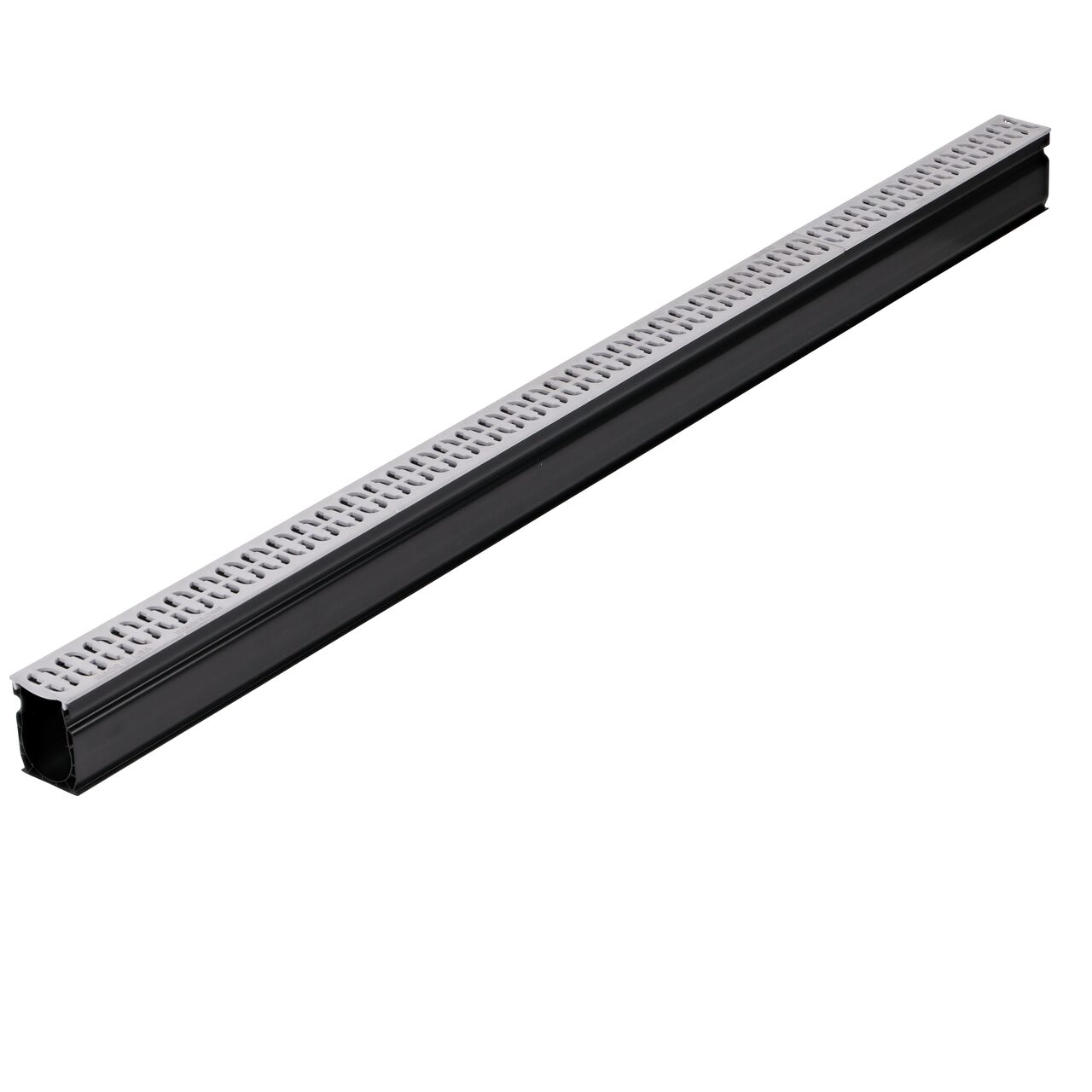 Slim Channel™ Gray Decorative Chain Design Drain Grate (NDS 9263) installed on a Slim Channel™ Drain
